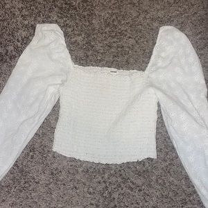 cropped floral long sleeve top from garage!